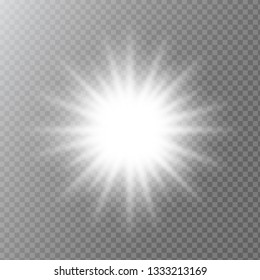  Vector sparkling magical dust particles. Starburst with sparkles, shining sun, bright flash. Bright star explodes on transparent background. White glowing light explodes. Vector blur in the light.