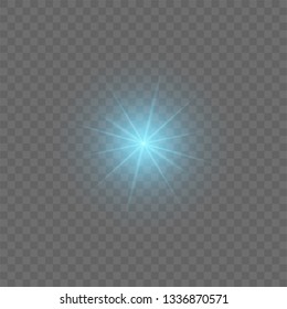 Vector sparkling magical dust particles. Starburst with sparkles, shining sun, bright flash. Bright star explodes on transparent background. Blue glowing light explodes. Blur in the light of radiance.