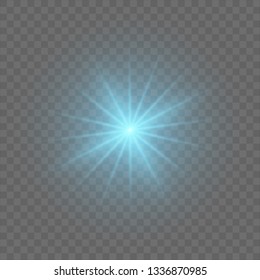 Vector sparkling magical dust particles. Starburst with sparkles, shining sun, bright flash. Bright star explodes on transparent background. Blue glowing light explodes. Blur in the light of radiance.