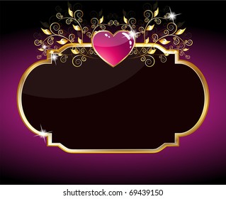 Vector sparkling purple heart card