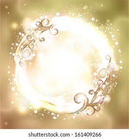 Vector Sparkling Round Frame. Holiday Background 