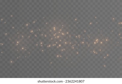 Vector sparkling sparkles. Light effect png. Sparkling dust png. Spraying sparkling particles. Christmas light. Christmas background.