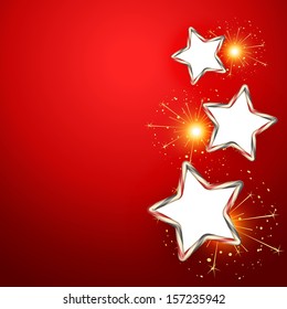 vector sparkling stars on red background