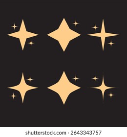 Vector Sparkling Yellow Stars Set