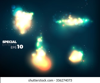 Vector Sparks and cosmic lights. Set of vector fire sparks. Vector illustration.