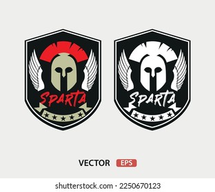 Vector spartan warrior helmet badge design,vector logo design.