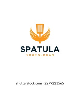 vector spatula logo design with wings