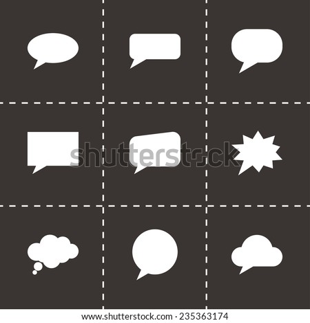 Vector speach bubbles icon set on black background