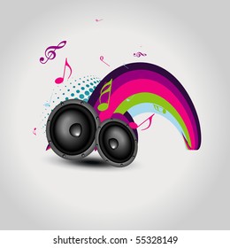 vector speaker colorful design with music notes