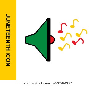 Vector of a speaker decorated in Juneteenth colors. Symbolizes the voice of freedom and celebration. Great for event posters and announcements.