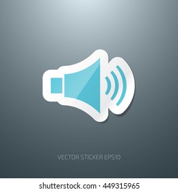 Vector speaker glossy paper sticker icon