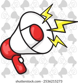 Vector speaker icon illustration design with line art pattern background and speaker silhouette, eps 10, editable.
