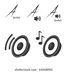 Vector speaker icons - symbols of volume, music