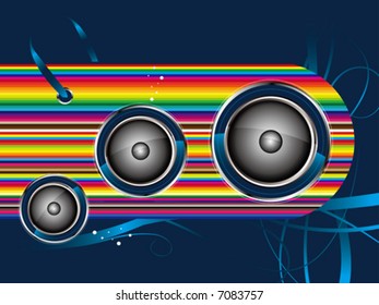 vector speaker with pattern, decorations and background