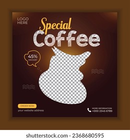 Vector special coffee menu sale promotional web banner or instagram banner template design