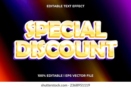 Vector special discount text effect editable video cover and banner text style, 3d typography template