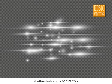 Vector  special effect. Glowing streaks on transparent background. Beautiful glow light flare and spark. Luminous abstract.

