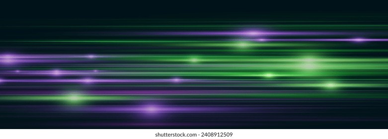 Vector special effect. Glowing stripes on a black background. Beautiful glow of glow and sparkle. Vector background.