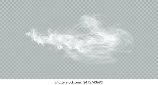 Vector special effect of steam, smoke, fog, clouds. Abstract gas on a transparent background, steam engine, steam or explosive dust, dry ice effect, condensation, smoke. Vector 10 EPS	
