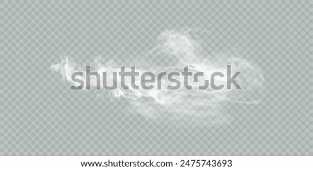 Vector special effect of steam, smoke, fog, clouds. Abstract gas on a transparent background, steam engine, steam or explosive dust, dry ice effect, condensation, smoke. Vector 10 EPS	
