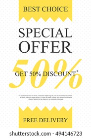 Vector Special Offer banner for online stores, websites, retail posters. Creative banner layout for m-commerce, mobile applications, promotions, newsletters, sale materials, coupons, advertising.