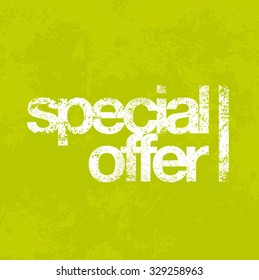 Vector Special Offer sign over green grungy background
