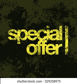 Vector Special Offer sign over dark grungy background