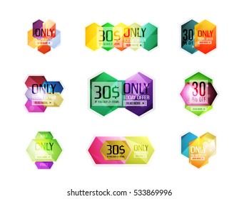 Etiquetas y banners de ofertas especiales para vectores - etiquetas de venta, etiquetas o plantillas de ofertas especiales para publicidad. Conjunto de iconos
