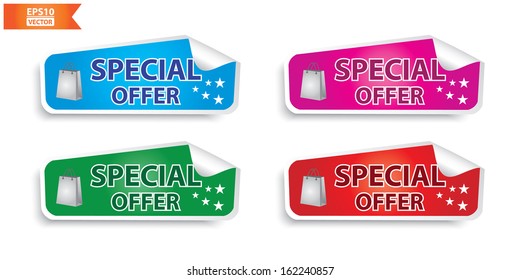 Vector: Special offer stickers with colorful set. Eps10.