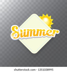 vector special offer summer label design template . Summer sale banner or badge with beautiful sun and calligraphic text on transparent background