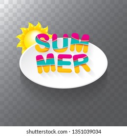 vector special offer summer label design template . Summer sale banner or badge with beautiful sun and calligraphic text on transparent background
