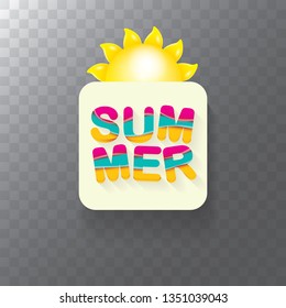 vector special offer summer label design template . Summer sale banner or badge with beautiful sun and calligraphic text on transparent background