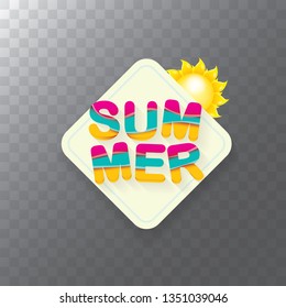 vector special offer summer label design template . Summer sale banner or badge with beautiful sun and calligraphic text on transparent background