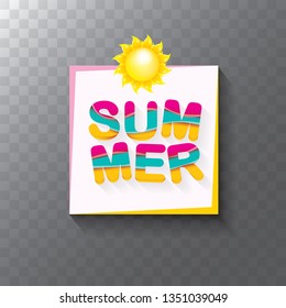 vector special offer summer label design template . Summer sale banner or badge with beautiful sun and calligraphic text on transparent background
