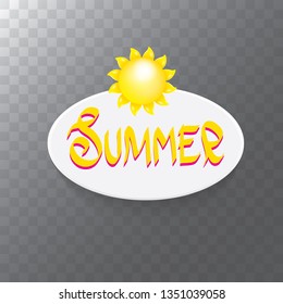 vector special offer summer label design template . Summer sale banner or badge with beautiful sun and calligraphic text on transparent background