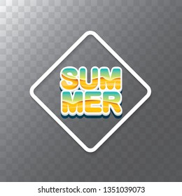 vector special offer summer label design template . Summer sale banner or badge with beautiful sun and calligraphic text on transparent background