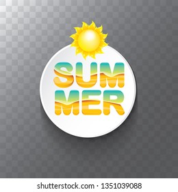 vector special offer summer label design template . Summer sale banner or badge with beautiful sun and calligraphic text on transparent background