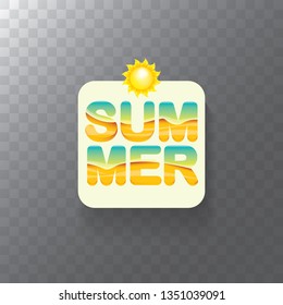 vector special offer summer label design template . Summer sale banner or badge with beautiful sun and calligraphic text on transparent background