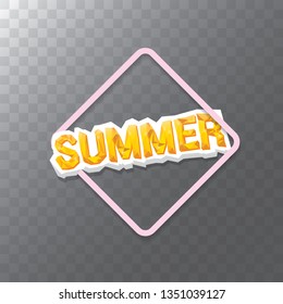 vector special offer summer label design template . Summer sale banner or badge with beautiful sun and calligraphic text on transparent background