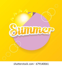 vector special offer summer  label design template . Summer sale banner or badge with beautiful sun and calligraphic text on orange background