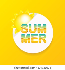 vector special offer summer  label design template . Summer sale banner or badge with beautiful sun and calligraphic text on orange background