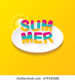 vector special offer summer  label design template . Summer sale banner or badge with beautiful sun and calligraphic text on orange background