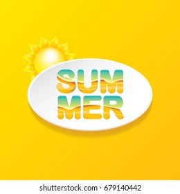 vector special offer summer  label design template . Summer sale banner or badge with beautiful sun and calligraphic text on orange background