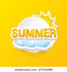 vector special offer summer  label design template . Summer sale banner or badge with beautiful sun and calligraphic text on orange background