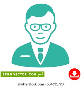 Vector Specialist EPS vector icon. Illustration style is flat iconic cyan symbol on a transparent background.