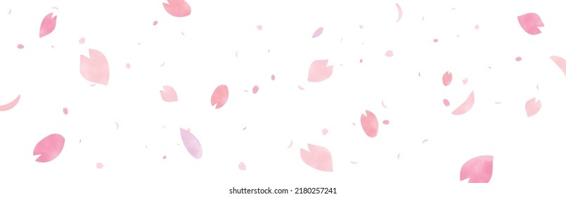 It is a vector specification with a watercolor-like wide version background with large and small cherry blossom petals drawn.