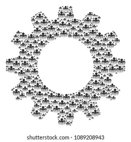 Vector spectre octopus icons are united into cogwheel combination. Engineering design concept constructed from spectre octopus items.