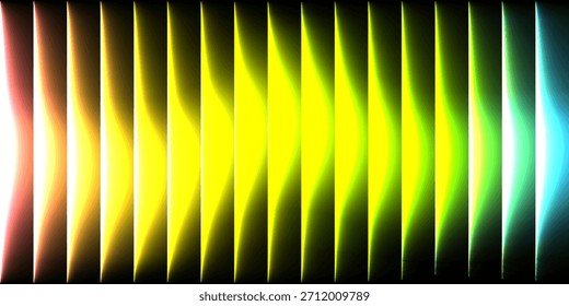 Vektorspektrum Welle Regenbogen bunte Muster. Holografischer geometrischer Farbverlauf mit lebendigem Spektrum und Wellenhintergrund. Abstrakte Welligkeit Textur lebendige vertikale Unschärfe Vektorgrafik