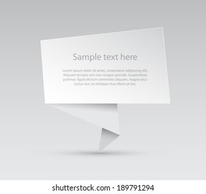 Vector speech bubble banner with origami style, abstract background