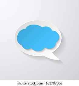 Vector Speech Bubble with Clouds background